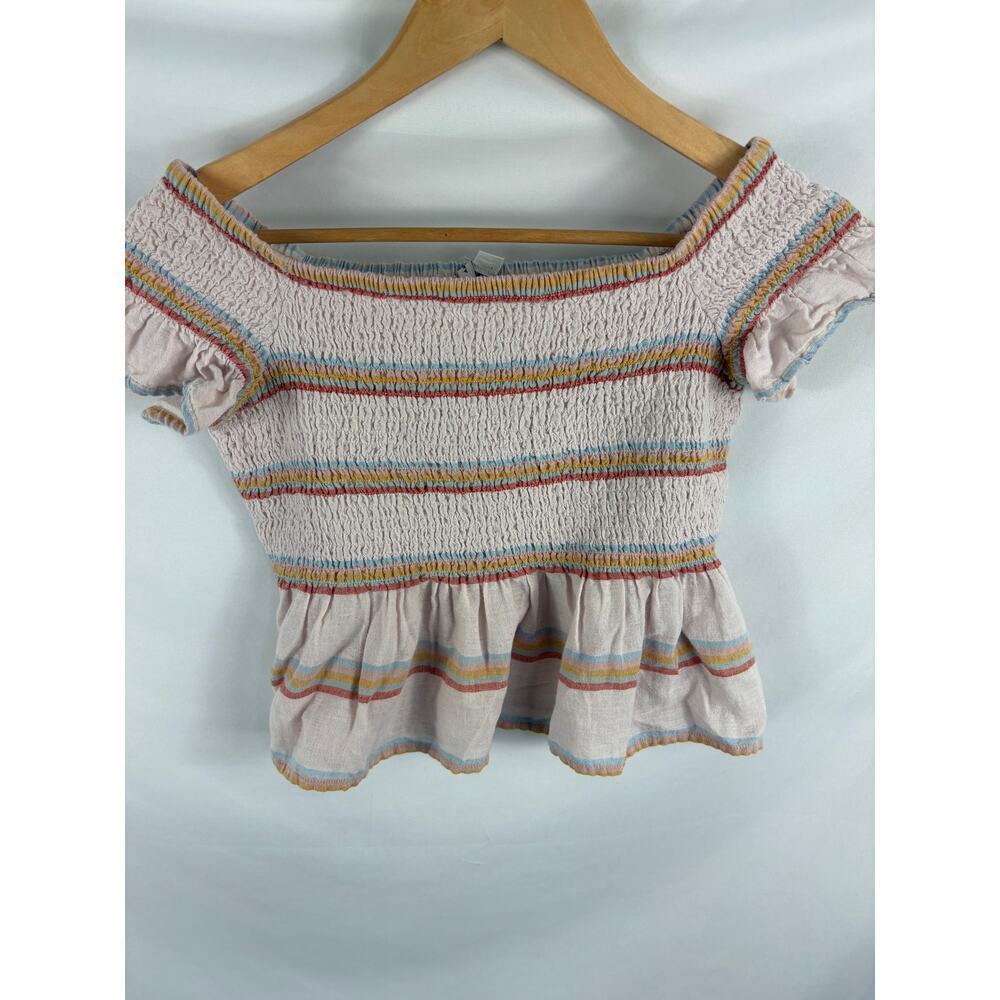 American Eagle Smocked Stripe Crop Top Size Small